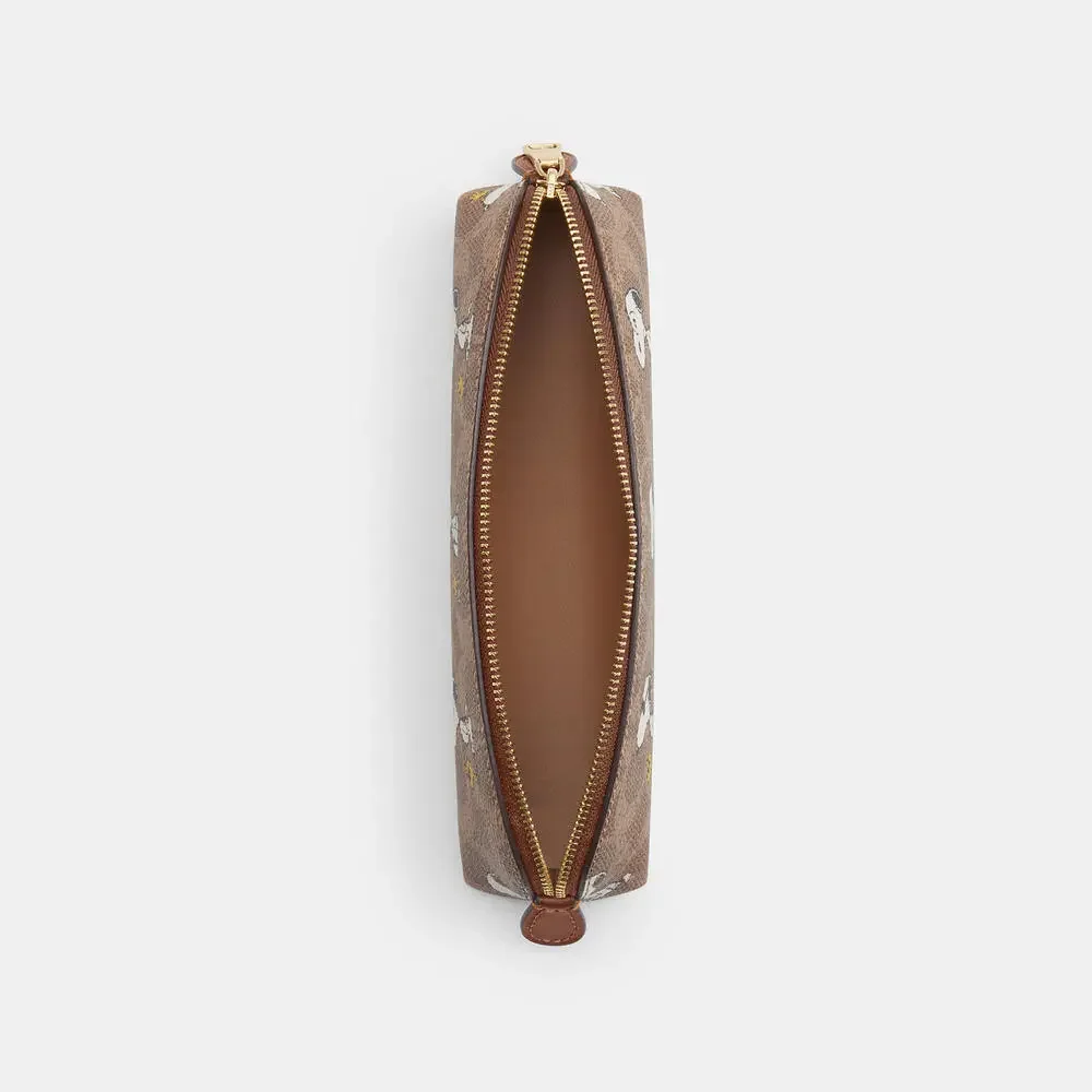 Coach X Peanuts Pencil Case In Signature Canvas With Snoopy Print NWT - Picture 3 of 3